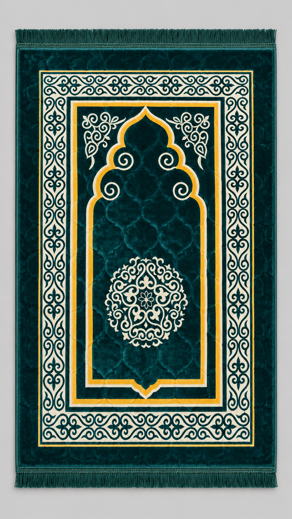 Emerald Velvet Mihrab Prayer Rug